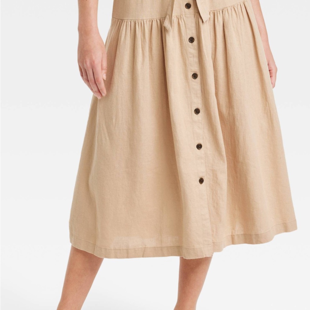Universal Thread Tan Button-Front Midi Skirt